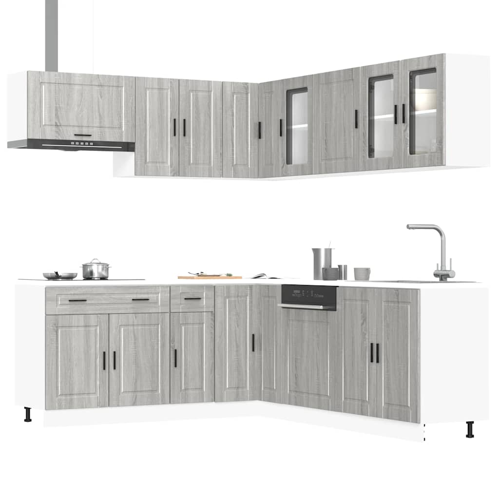 11-delige Keukenkastenset Porto bewerkt hout grijs sonoma eiken is nu te koop bij PeponiXL, paradijselijk wonen!