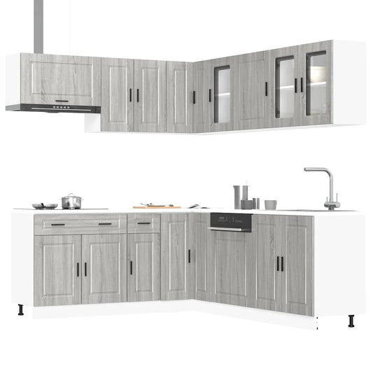 11-delige Keukenkastenset Porto bewerkt hout grijs sonoma eiken is nu te koop bij PeponiXL, paradijselijk wonen!