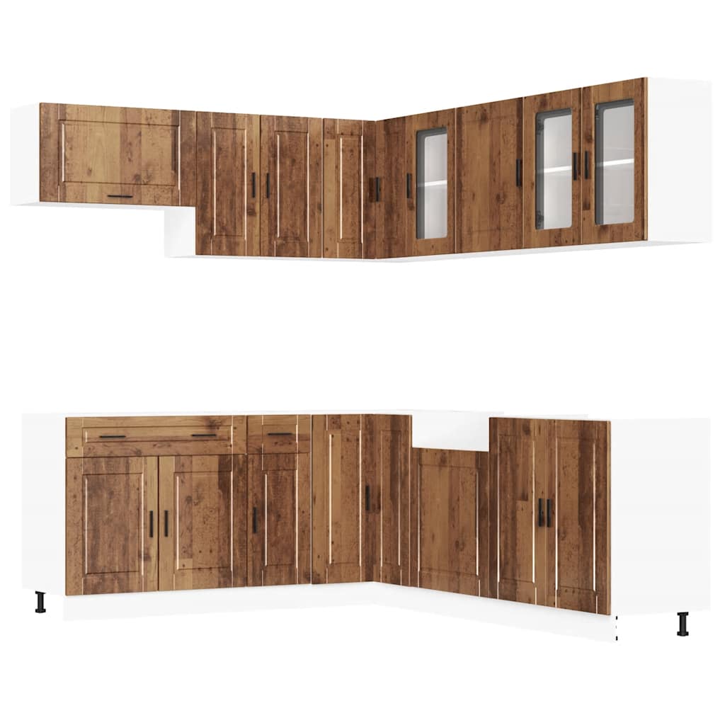 11-delige Keukenkastenset Porto bewerkt hout oud houtkleurig is nu te koop bij PeponiXL, paradijselijk wonen!