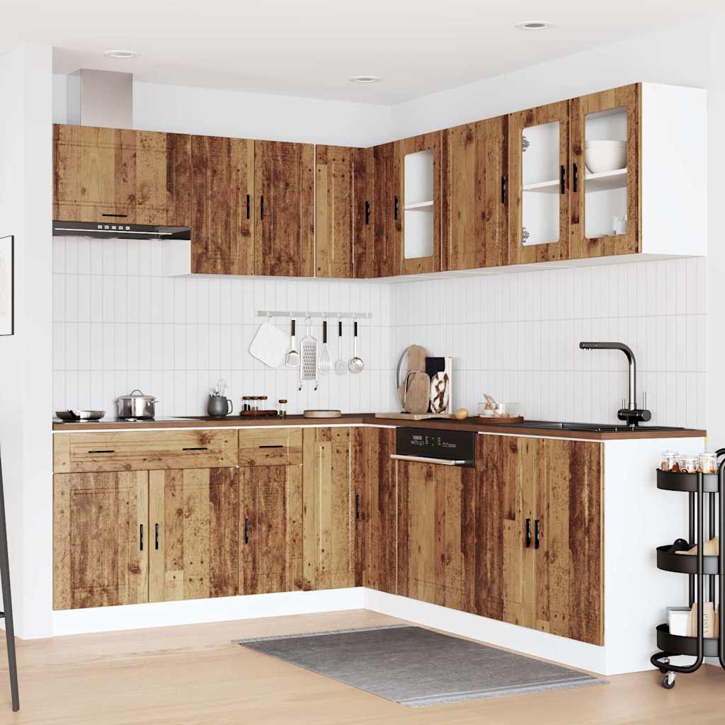 11-delige Keukenkastenset Porto bewerkt hout oud houtkleurig is nu te koop bij PeponiXL, paradijselijk wonen!