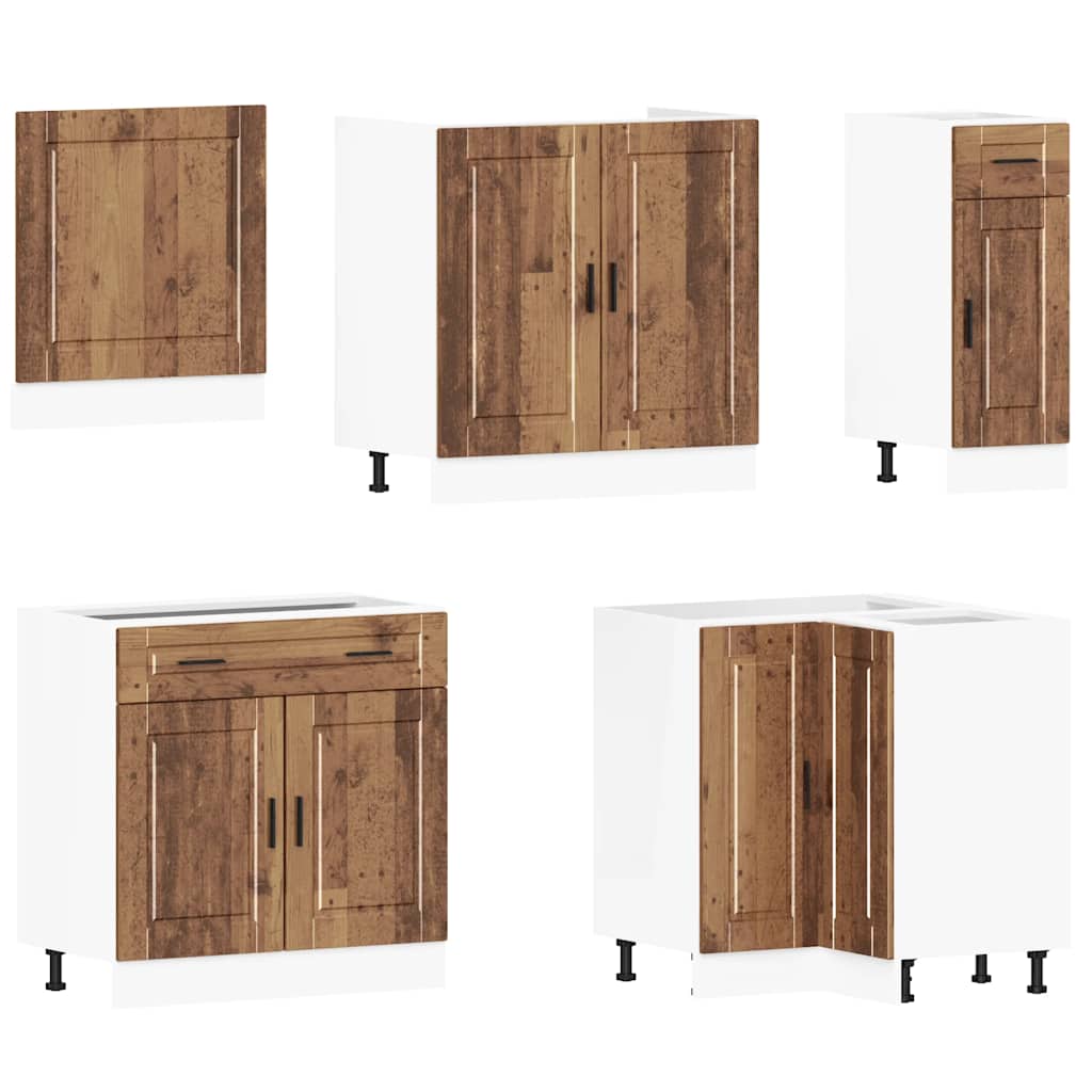 11-delige Keukenkastenset Porto bewerkt hout oud houtkleurig is nu te koop bij PeponiXL, paradijselijk wonen!