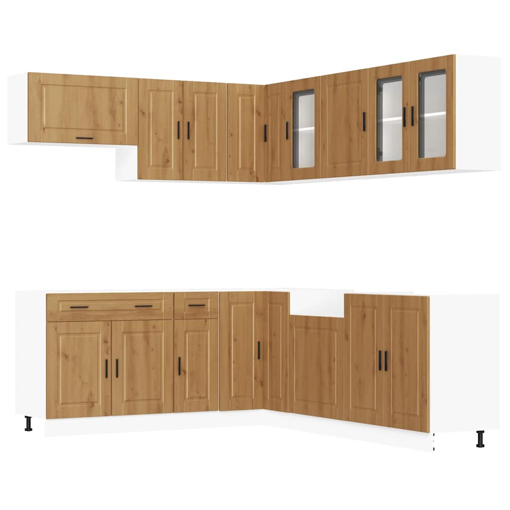 11-delige Keukenkastenset Porto bewerkt hout artisanaal eiken is nu te koop bij PeponiXL, paradijselijk wonen!