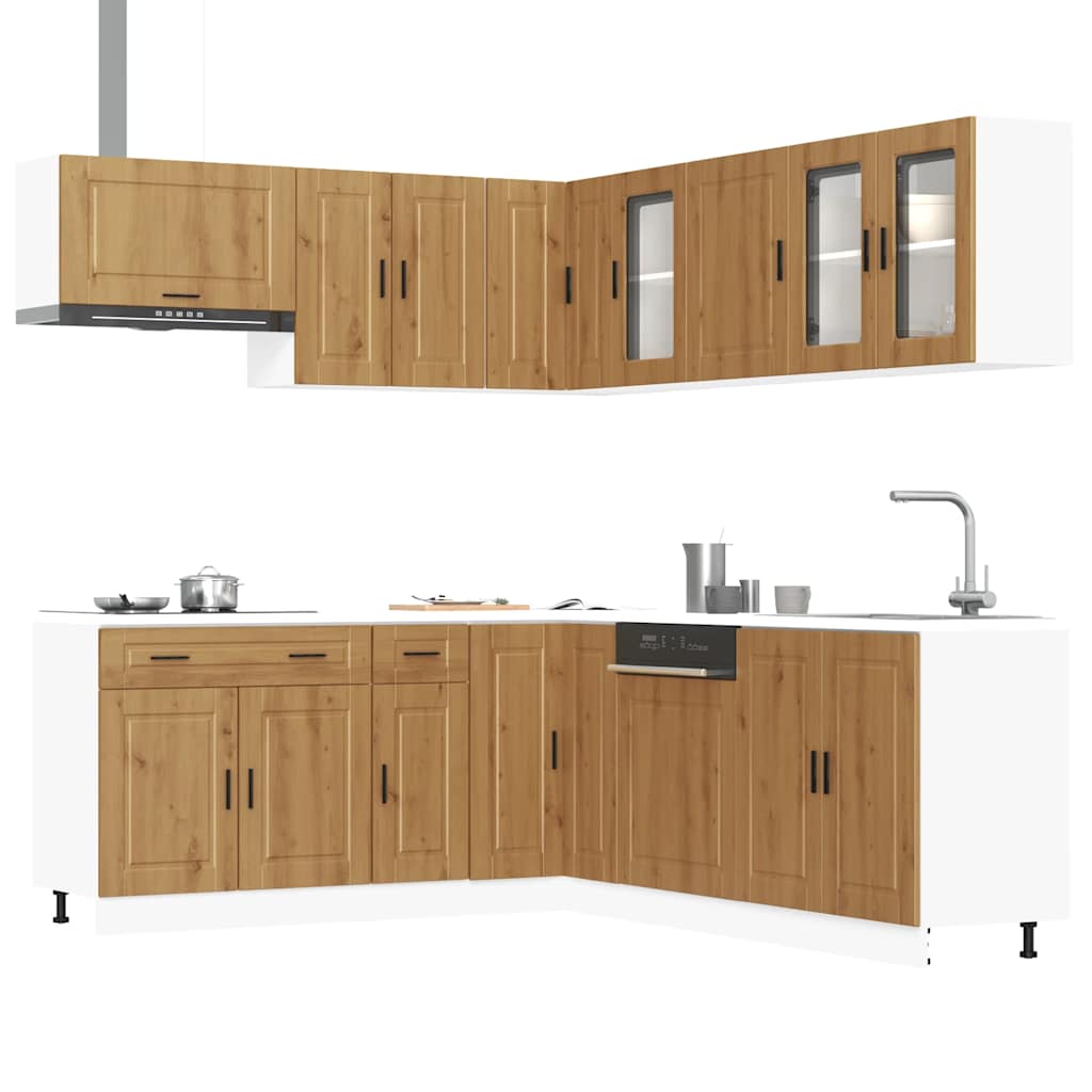 11-delige Keukenkastenset Porto bewerkt hout artisanaal eiken is nu te koop bij PeponiXL, paradijselijk wonen!