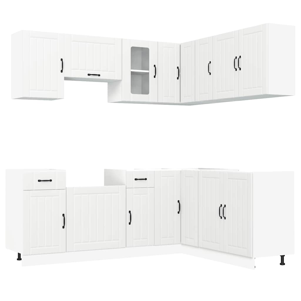 11-delige Keukenkastenset Kalmar bewerkt hout wit is nu te koop bij PeponiXL, paradijselijk wonen!