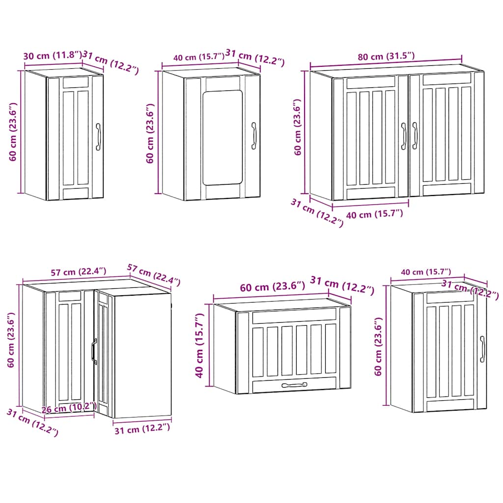 11-delige Keukenkastenset Kalmar bewerkt hout wit is nu te koop bij PeponiXL, paradijselijk wonen!