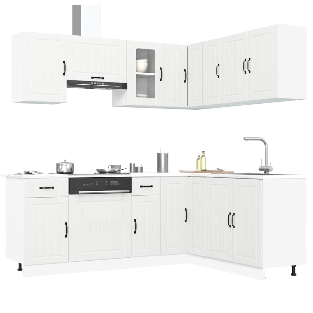 11-delige Keukenkastenset Kalmar bewerkt hout wit is nu te koop bij PeponiXL, paradijselijk wonen!