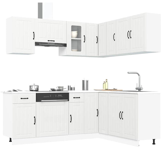 11-delige Keukenkastenset Kalmar bewerkt hout wit is nu te koop bij PeponiXL, paradijselijk wonen!