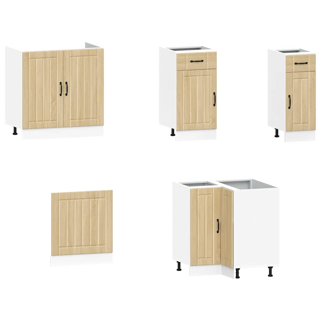 11-delige Keukenkastenset Kalmar bewerkt hout sonoma eikenkleur is nu te koop bij PeponiXL, paradijselijk wonen!