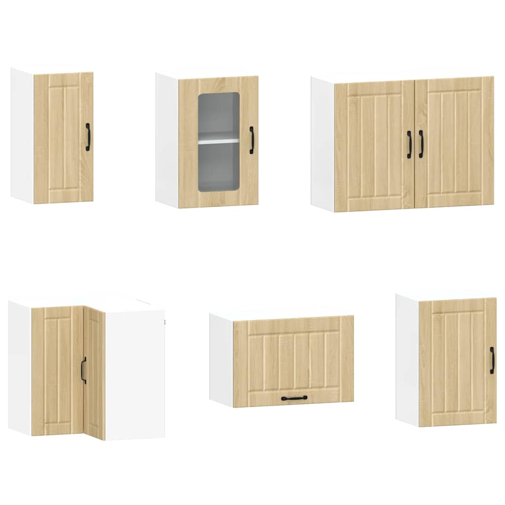 11-delige Keukenkastenset Kalmar bewerkt hout sonoma eikenkleur is nu te koop bij PeponiXL, paradijselijk wonen!