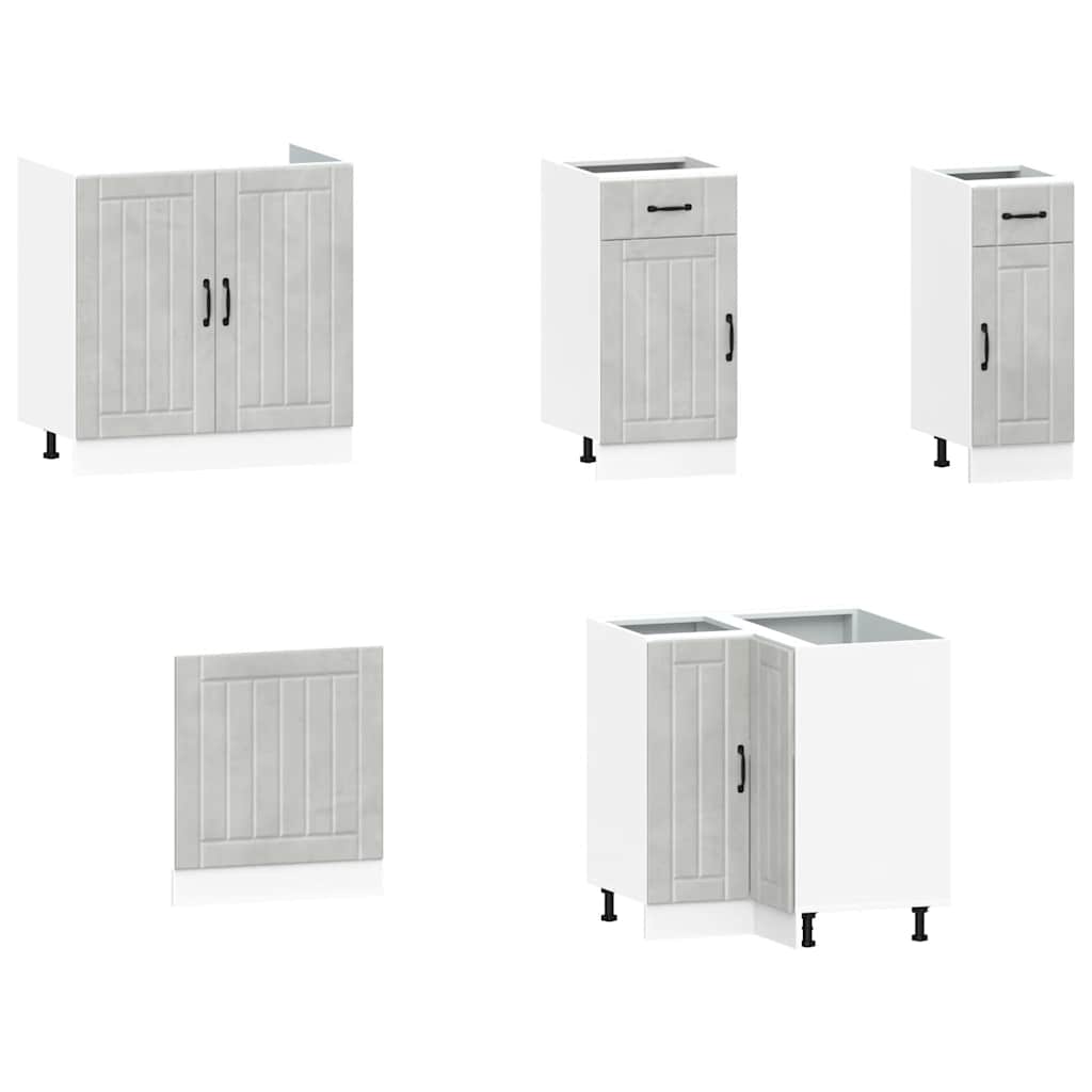 11-delige Keukenkastenset Kalmar bewerkt hout betongrijs is nu te koop bij PeponiXL, paradijselijk wonen!