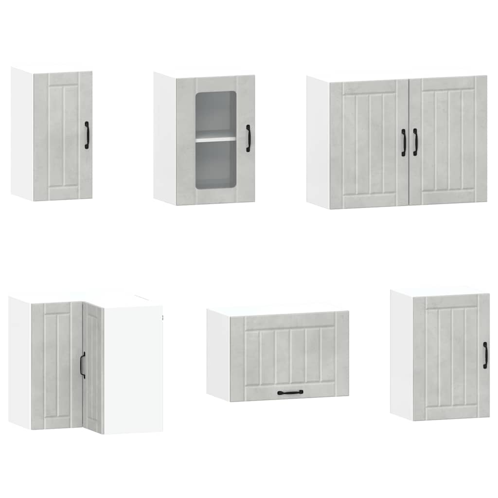 11-delige Keukenkastenset Kalmar bewerkt hout betongrijs is nu te koop bij PeponiXL, paradijselijk wonen!