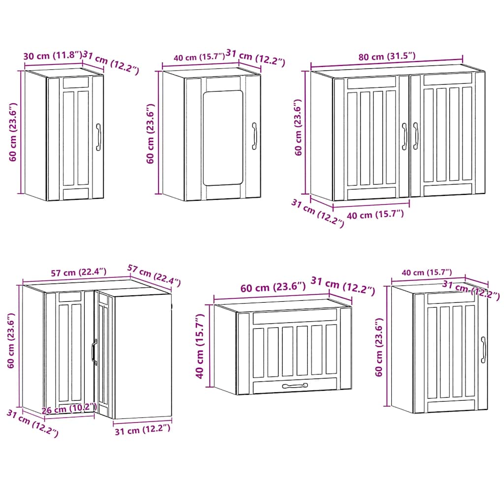 11-delige Keukenkastenset Kalmar bewerkt hout grijs sonomaeiken is nu te koop bij PeponiXL, paradijselijk wonen!