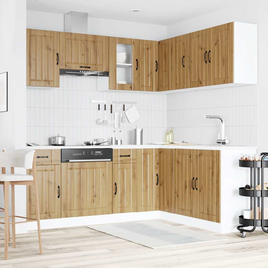 11-delige Keukenkastenset Kalmar bewerkt hout artisanaal eiken is nu te koop bij PeponiXL, paradijselijk wonen!