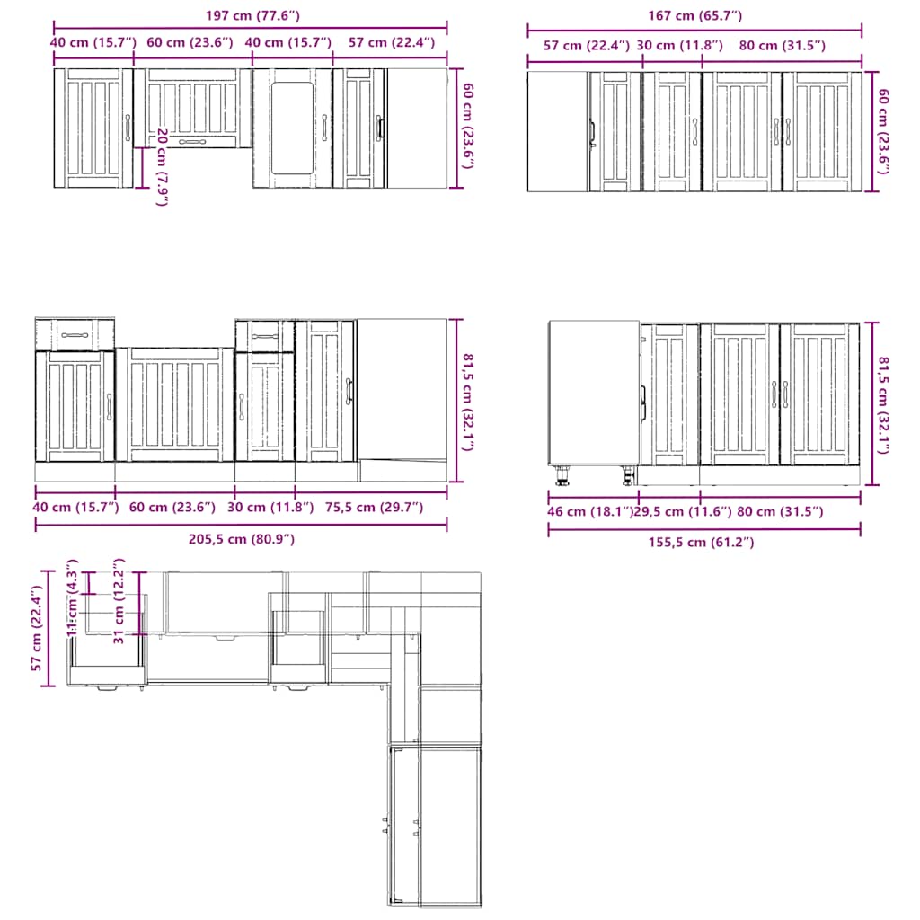 11-delige Keukenkastenset Lucca bewerkt hout wit is nu te koop bij PeponiXL, paradijselijk wonen!