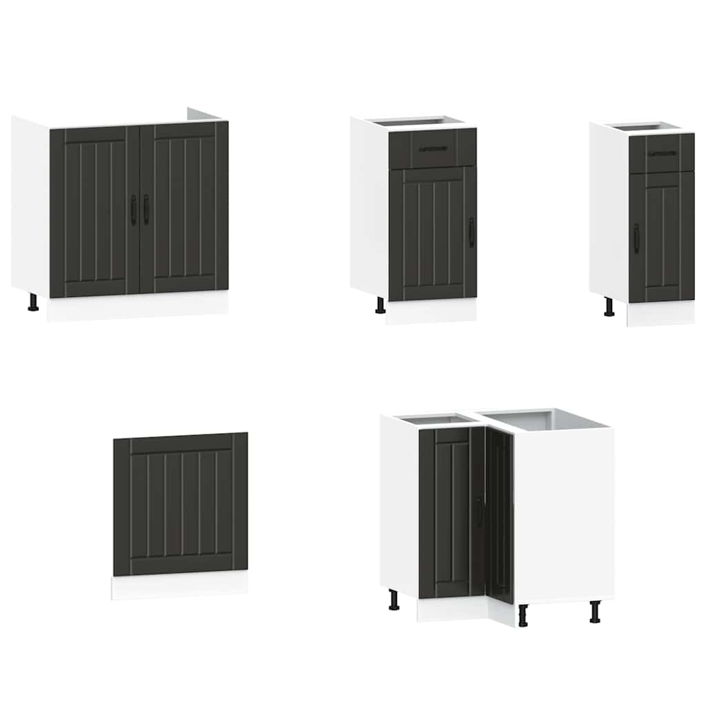 11-delige Keukenkastenset Lucca bewerkt hout zwart is nu te koop bij PeponiXL, paradijselijk wonen!