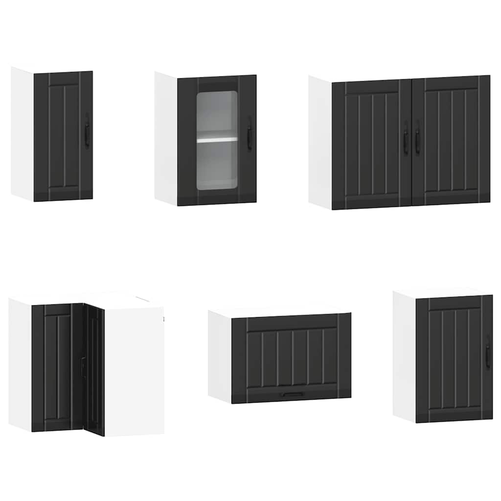 11-delige Keukenkastenset Lucca bewerkt hout zwart is nu te koop bij PeponiXL, paradijselijk wonen!