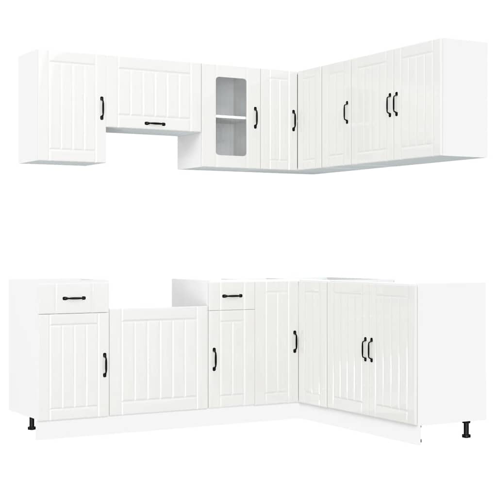 11-delige Keukenkastenset Lucca bewerkt hout glanzend wit is nu te koop bij PeponiXL, paradijselijk wonen!