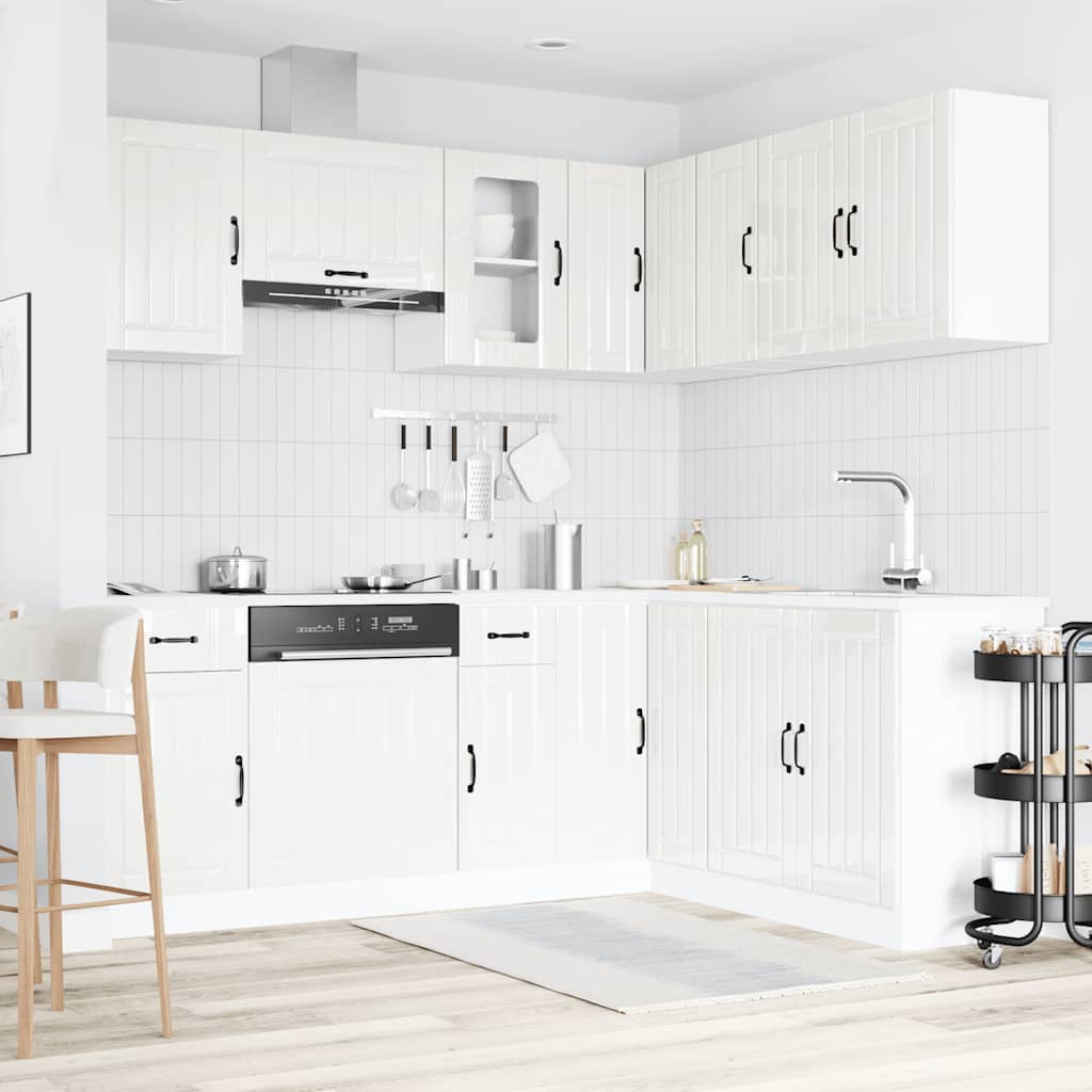 11-delige Keukenkastenset Lucca bewerkt hout glanzend wit is nu te koop bij PeponiXL, paradijselijk wonen!