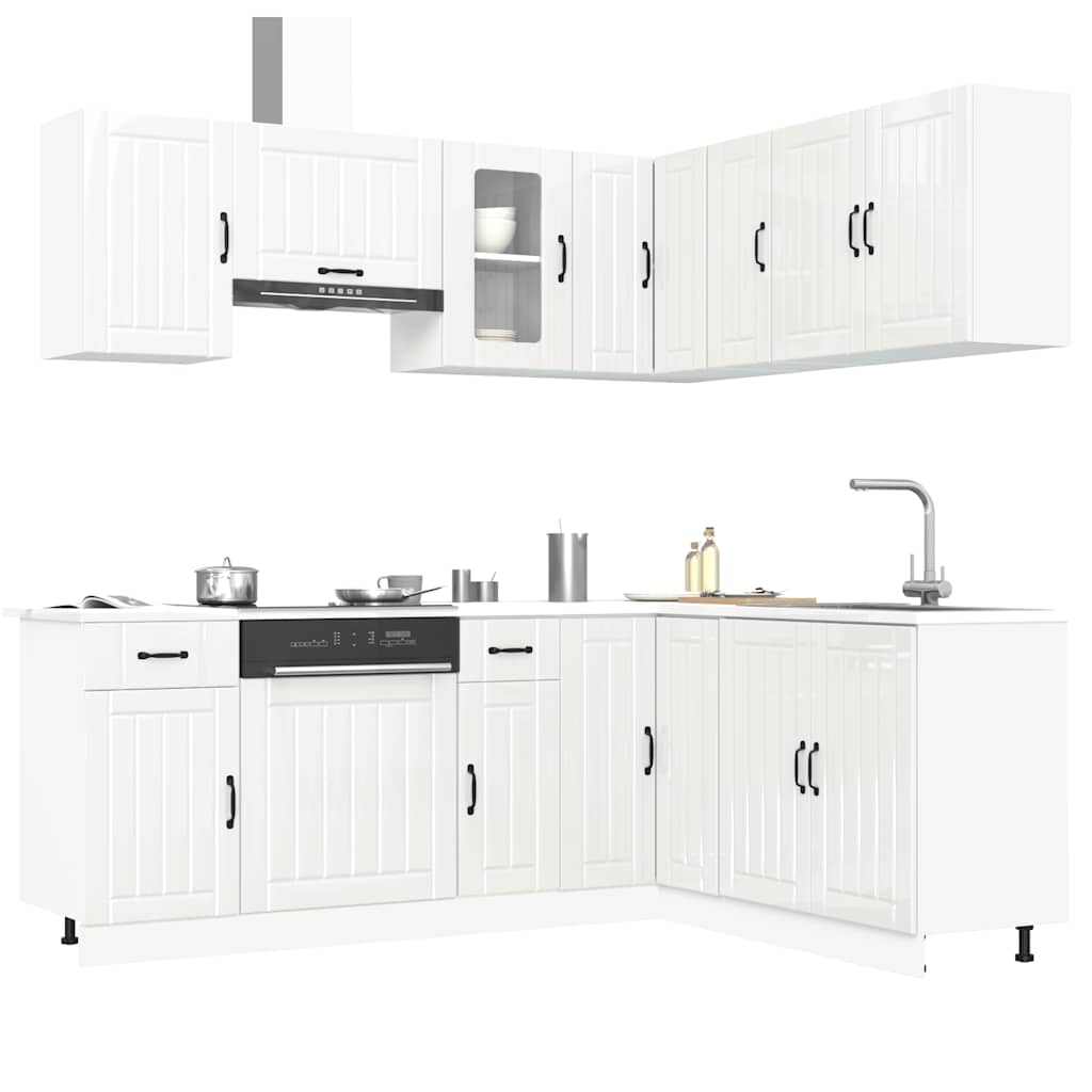 11-delige Keukenkastenset Lucca bewerkt hout glanzend wit is nu te koop bij PeponiXL, paradijselijk wonen!