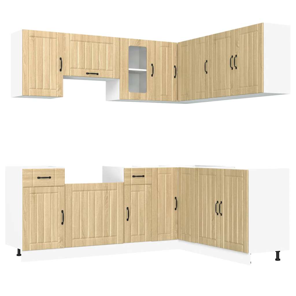 11-delige Keukenkastenset Lucca bewerkt hout sonoma eikenkleur is nu te koop bij PeponiXL, paradijselijk wonen!