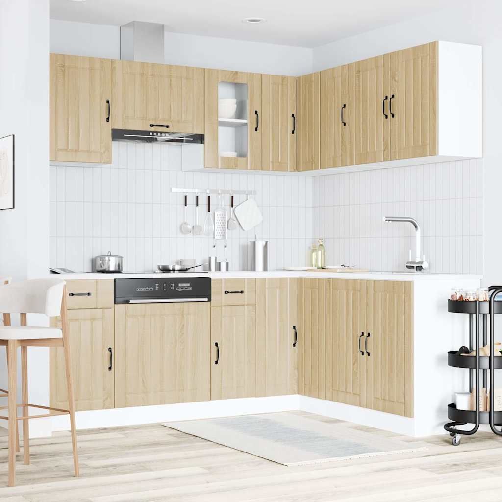 11-delige Keukenkastenset Lucca bewerkt hout sonoma eikenkleur is nu te koop bij PeponiXL, paradijselijk wonen!