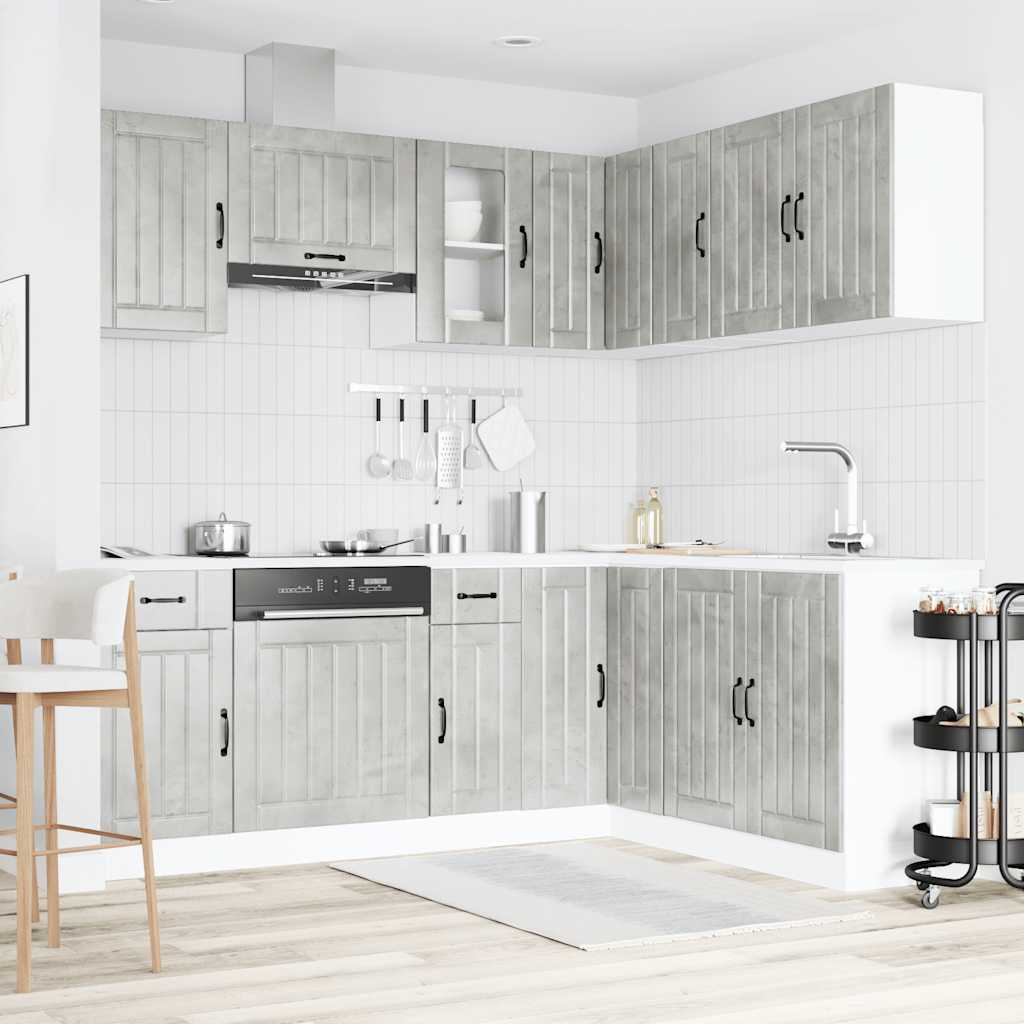 11-delige Keukenkastenset Lucca bewerkt hout betongrijs is nu te koop bij PeponiXL, paradijselijk wonen!
