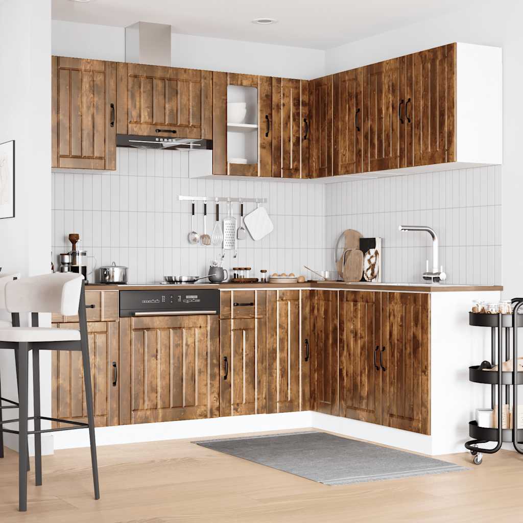 11-delige Keukenkastenset Lucca bewerkt hout gerookt eiken is nu te koop bij PeponiXL, paradijselijk wonen!