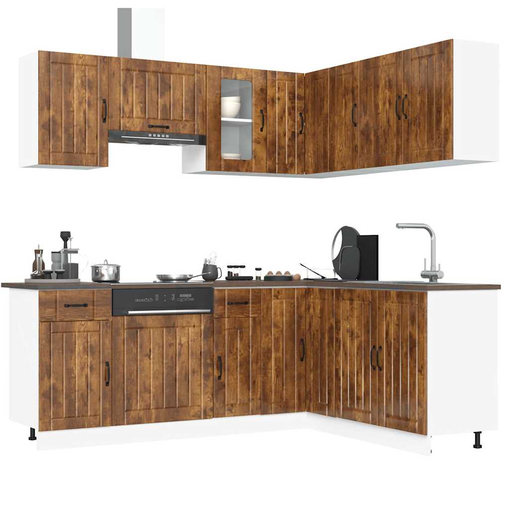 11-delige Keukenkastenset Lucca bewerkt hout gerookt eiken is nu te koop bij PeponiXL, paradijselijk wonen!