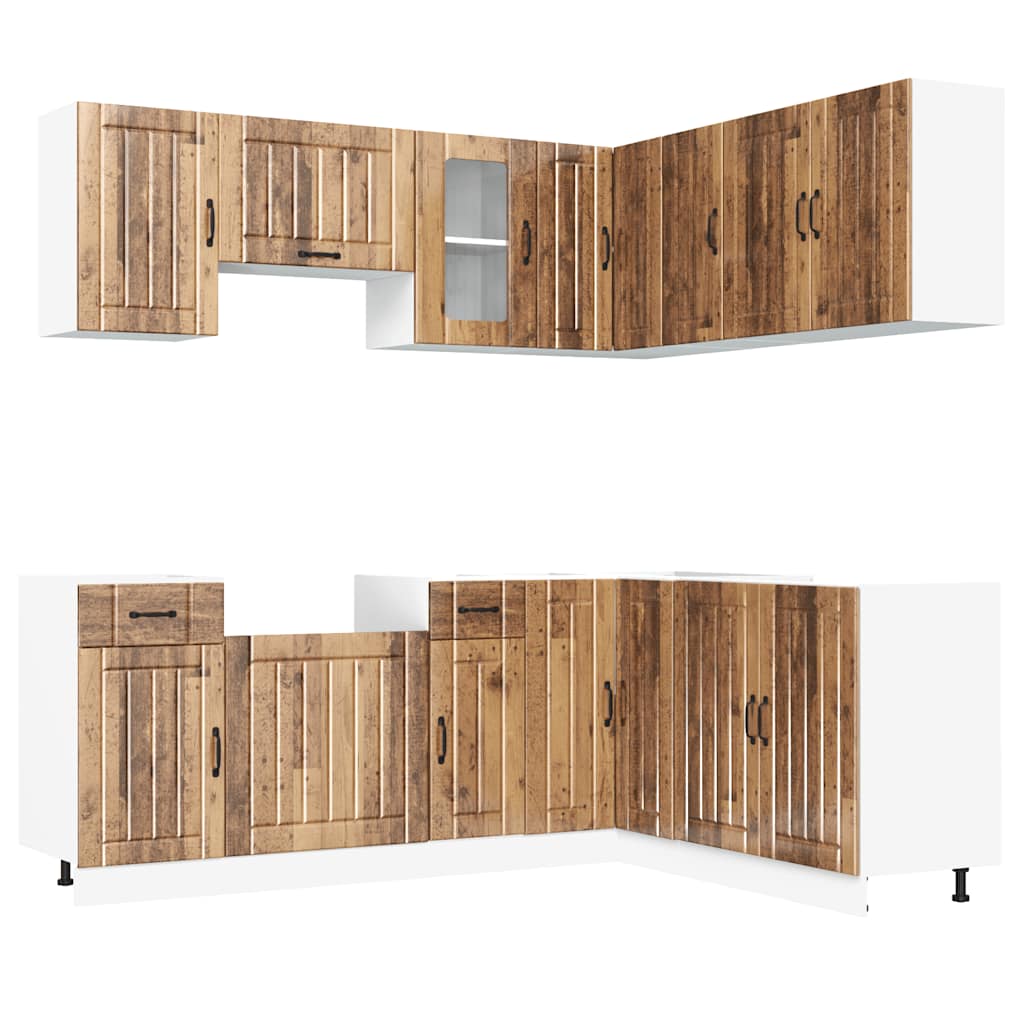 11-delige Keukenkastenset Lucca bewerkt hout oud houtkleurig is nu te koop bij PeponiXL, paradijselijk wonen!