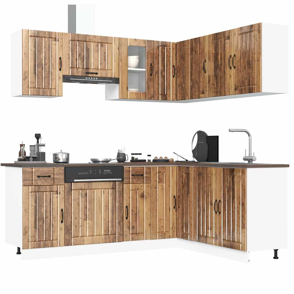 11-delige Keukenkastenset Lucca bewerkt hout oud houtkleurig is nu te koop bij PeponiXL, paradijselijk wonen!