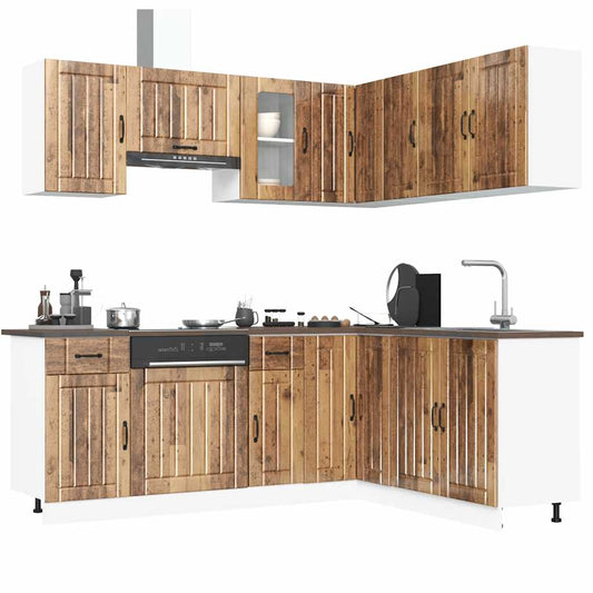 11-delige Keukenkastenset Lucca bewerkt hout oud houtkleurig is nu te koop bij PeponiXL, paradijselijk wonen!