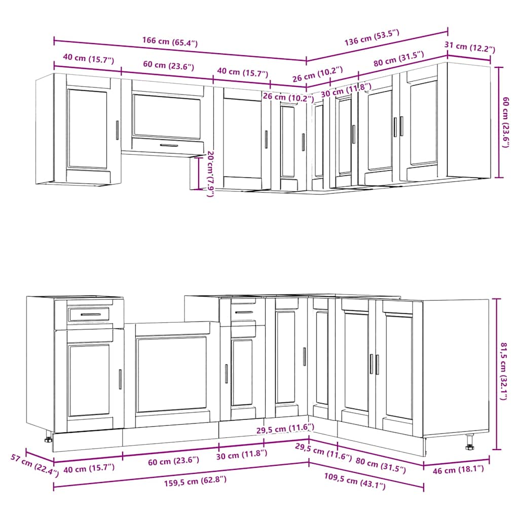 11-delige Keukenkastenset Porto bewerkt hout wit is nu te koop bij PeponiXL, paradijselijk wonen!