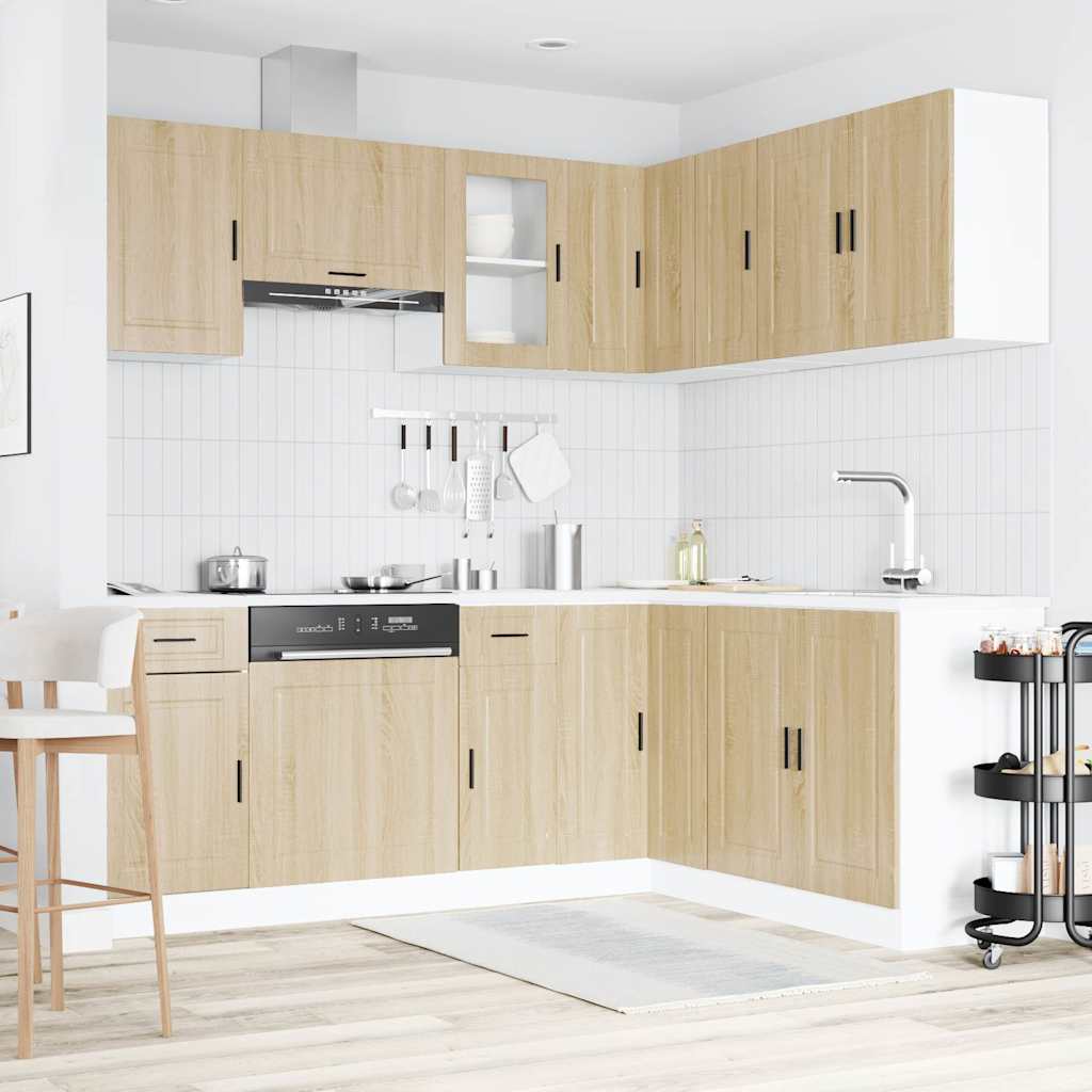 11-delige Keukenkastenset Porto bewerkt hout sonoma eikenkleur is nu te koop bij PeponiXL, paradijselijk wonen!