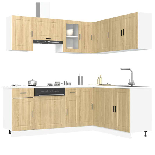 11-delige Keukenkastenset Porto bewerkt hout sonoma eikenkleur is nu te koop bij PeponiXL, paradijselijk wonen!