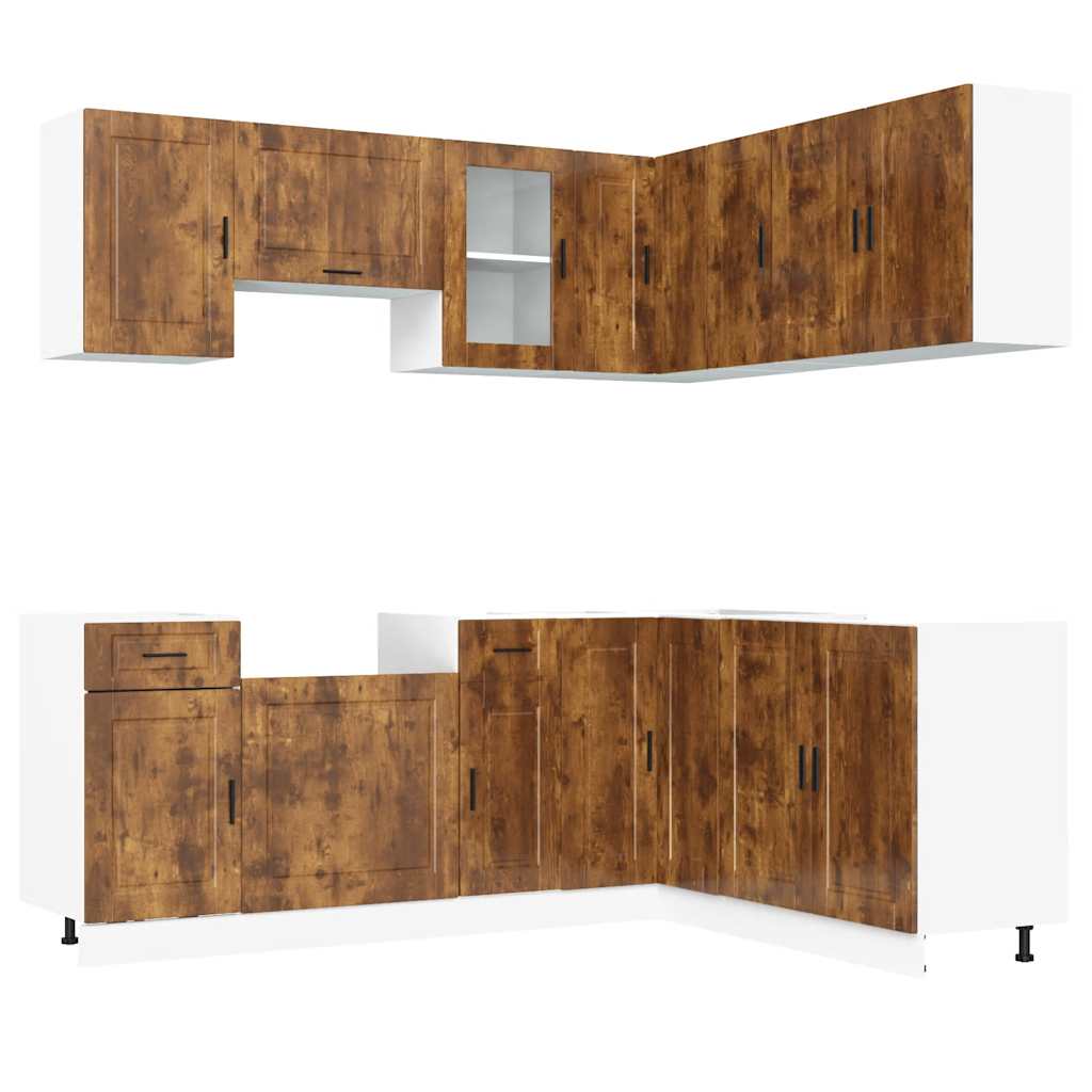 11-delige Keukenkastenset Porto bewerkt hout gerookt eiken is nu te koop bij PeponiXL, paradijselijk wonen!