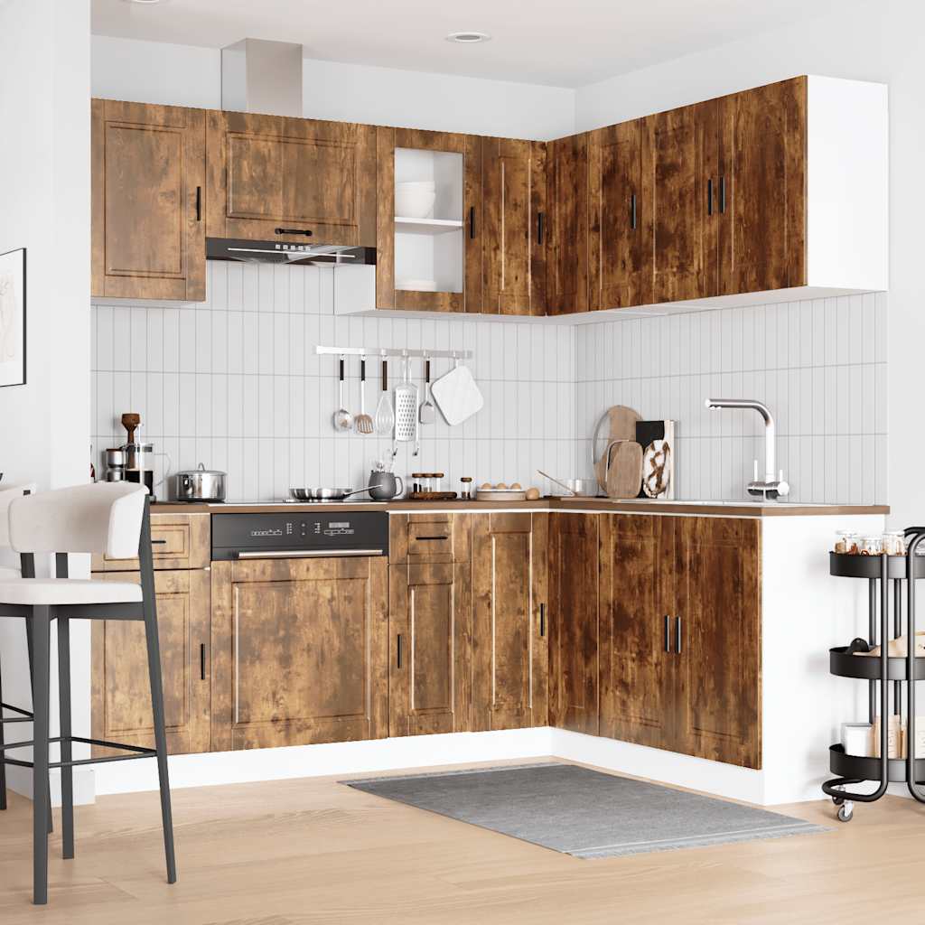 11-delige Keukenkastenset Porto bewerkt hout gerookt eiken is nu te koop bij PeponiXL, paradijselijk wonen!
