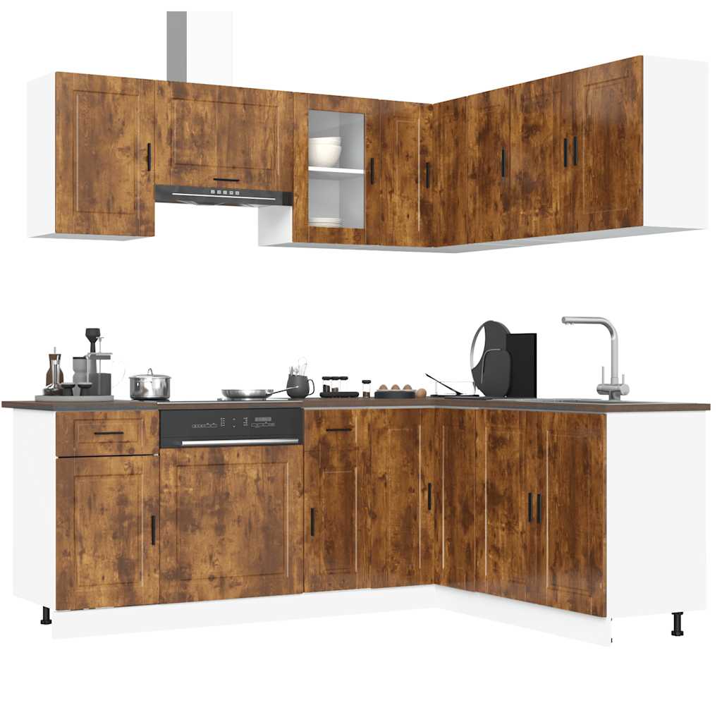 11-delige Keukenkastenset Porto bewerkt hout gerookt eiken is nu te koop bij PeponiXL, paradijselijk wonen!