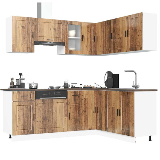 11-delige Keukenkastenset Porto bewerkt hout oud houtkleurig is nu te koop bij PeponiXL, paradijselijk wonen!