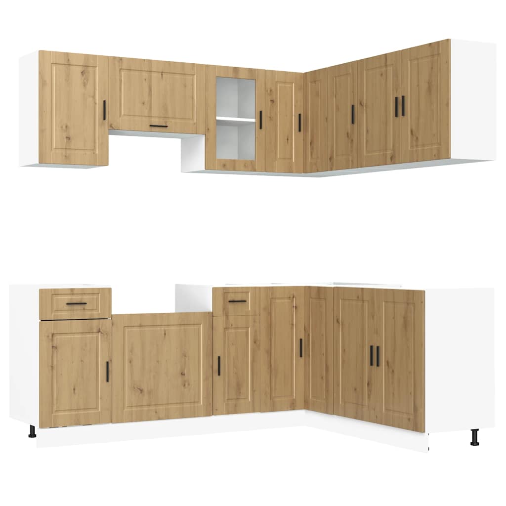 11-delige Keukenkastenset Porto bewerkt hout artisanaal eiken is nu te koop bij PeponiXL, paradijselijk wonen!
