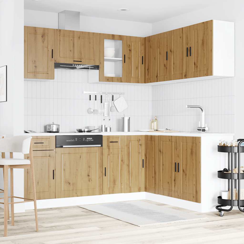11-delige Keukenkastenset Porto bewerkt hout artisanaal eiken is nu te koop bij PeponiXL, paradijselijk wonen!