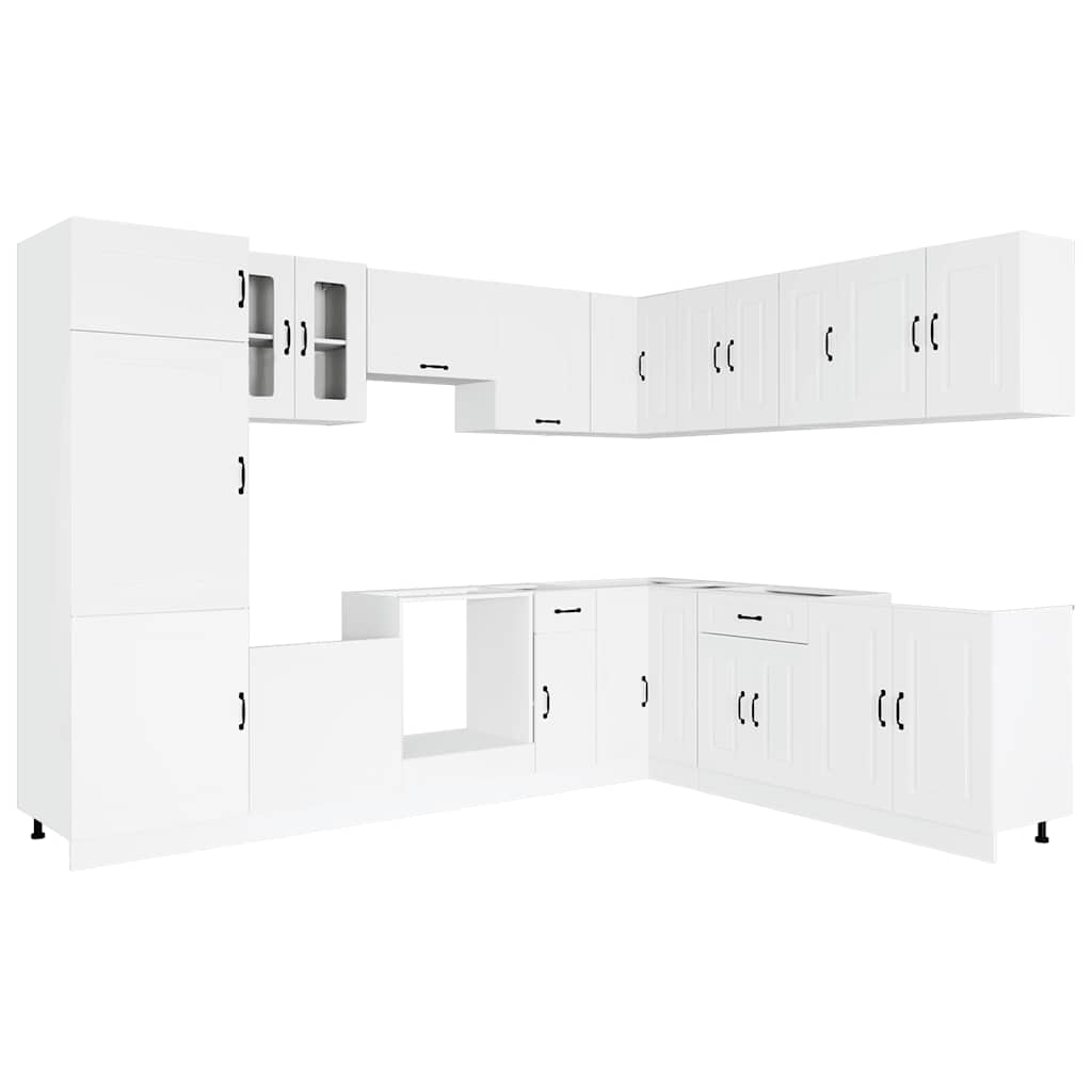 14-delige Keukenkastenset Kalmar bewerkt hout wit is nu te koop bij PeponiXL, paradijselijk wonen!