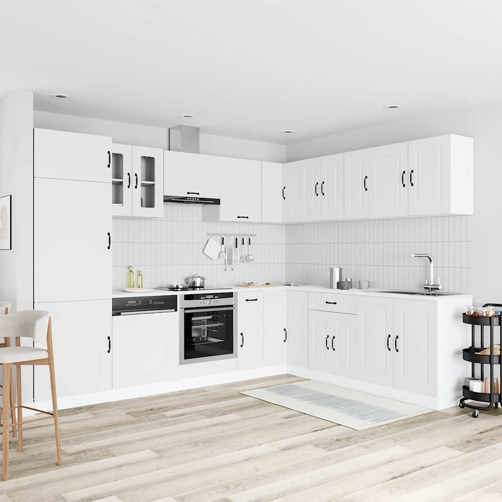 14-delige Keukenkastenset Kalmar bewerkt hout wit is nu te koop bij PeponiXL, paradijselijk wonen!