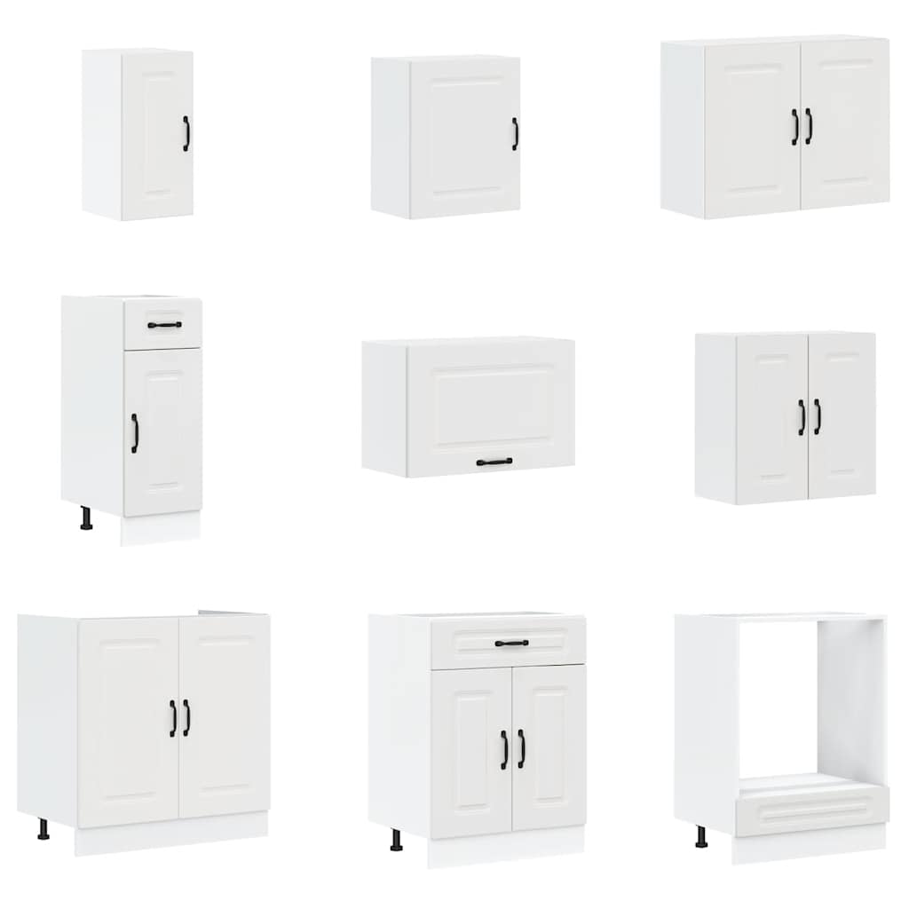 14-delige Keukenkastenset Kalmar bewerkt hout wit is nu te koop bij PeponiXL, paradijselijk wonen!