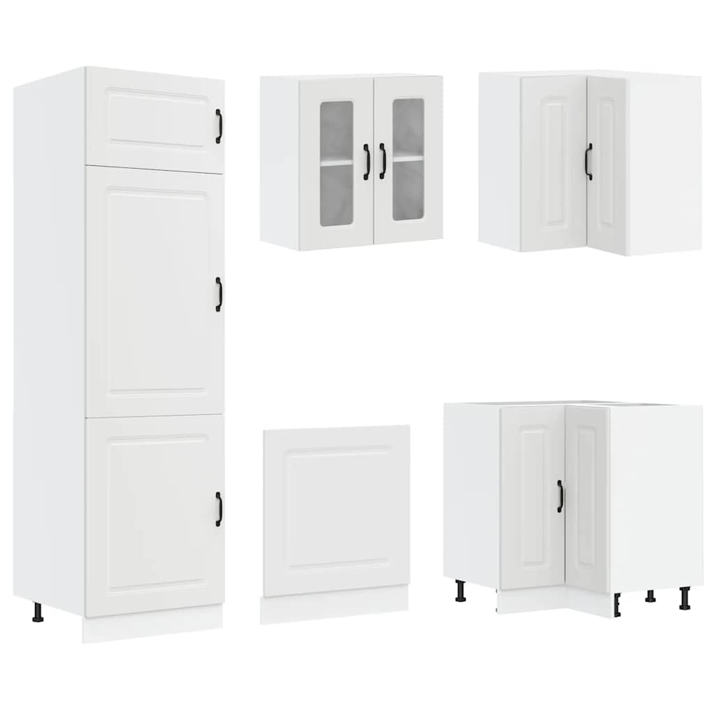 14-delige Keukenkastenset Kalmar bewerkt hout wit is nu te koop bij PeponiXL, paradijselijk wonen!