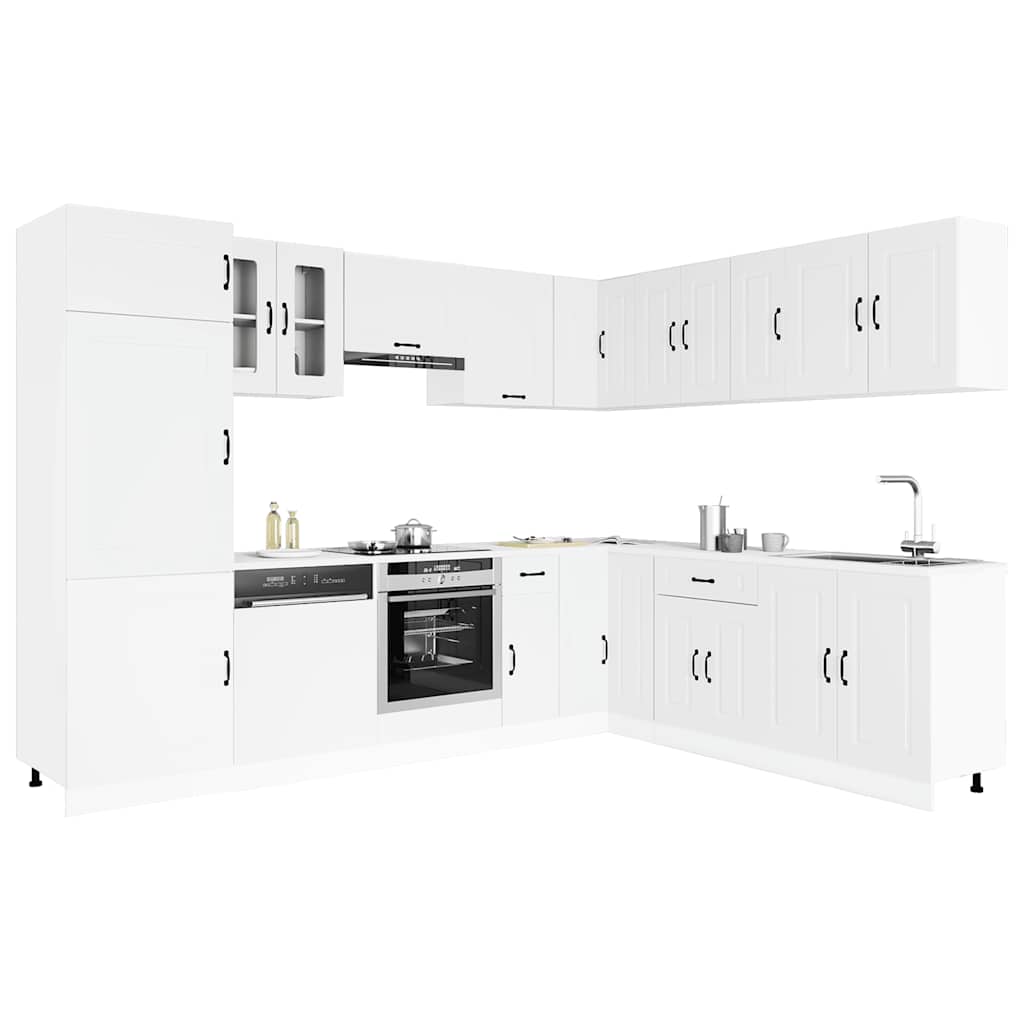 14-delige Keukenkastenset Kalmar bewerkt hout wit is nu te koop bij PeponiXL, paradijselijk wonen!