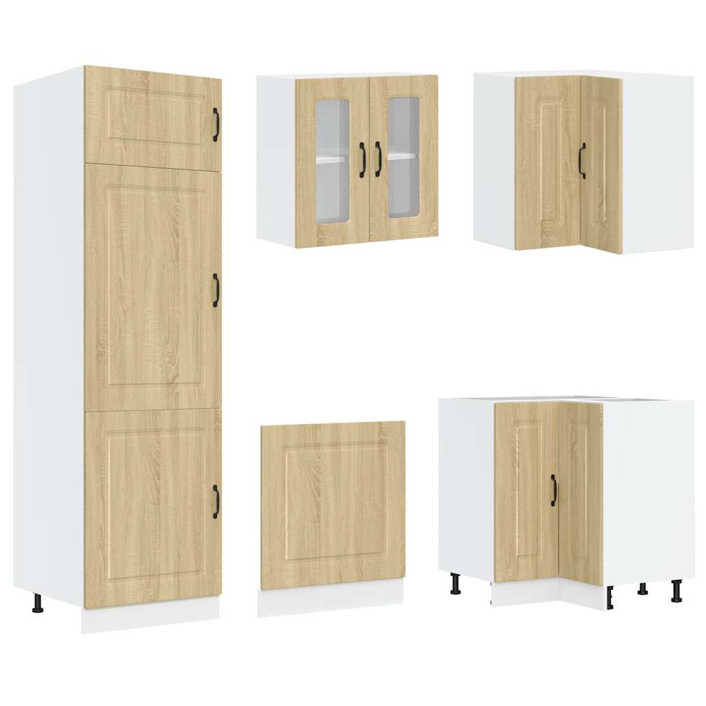 14-delige Keukenkastenset Kalmar bewerkt hout sonoma eikenkleur is nu te koop bij PeponiXL, paradijselijk wonen!
