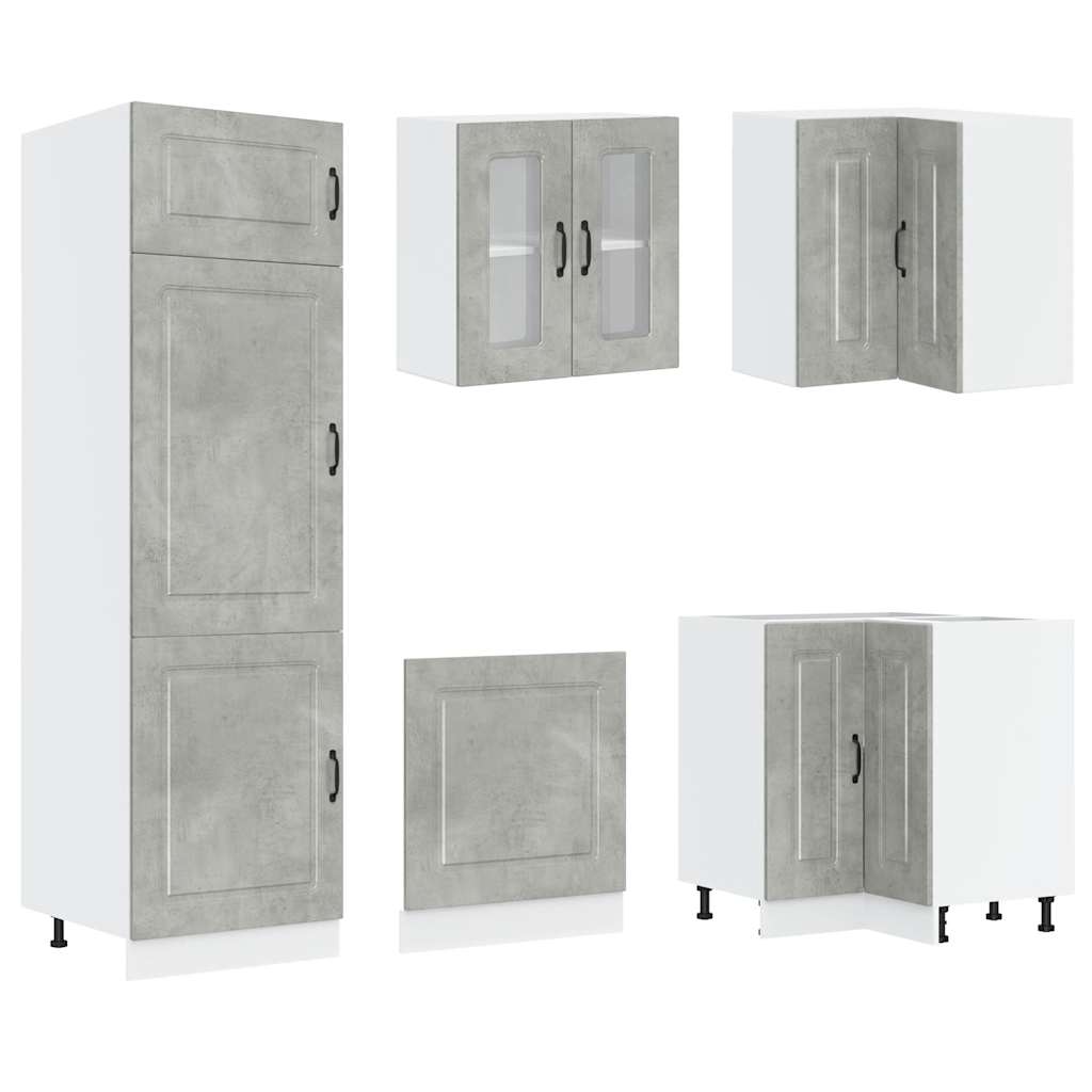 14-delige Keukenkastenset Kalmar bewerkt hout betongrijs is nu te koop bij PeponiXL, paradijselijk wonen!