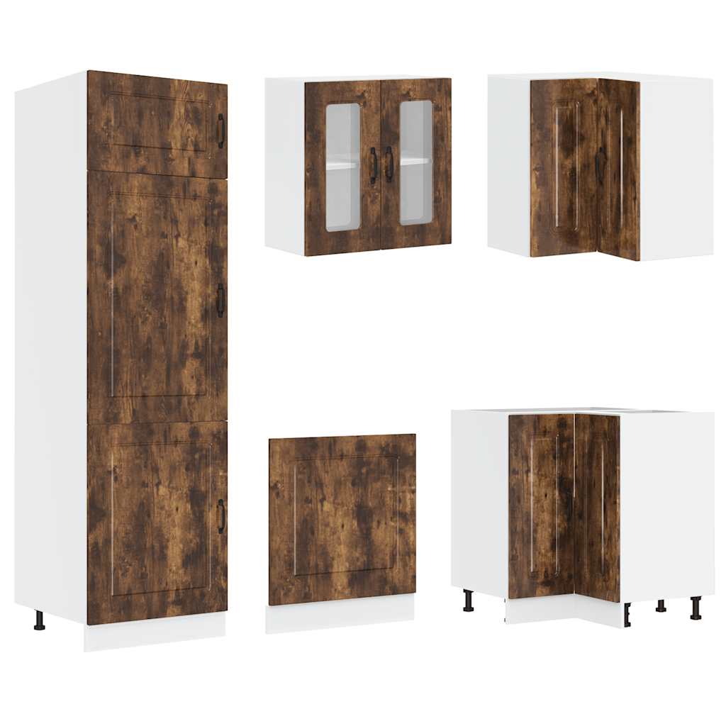14-delige Keukenkastenset Kalmar bewerkt hout gerookt eiken is nu te koop bij PeponiXL, paradijselijk wonen!