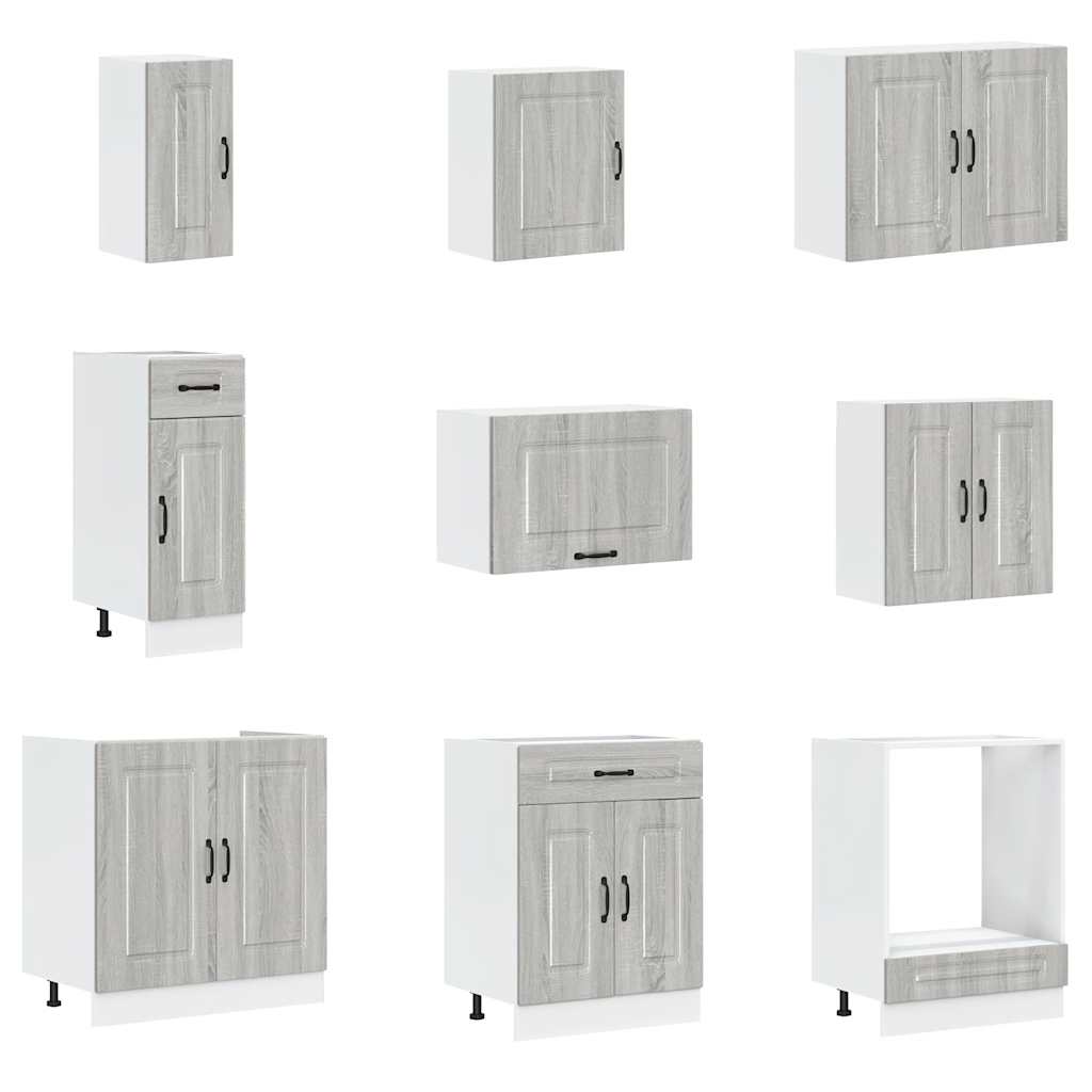 14-delige Keukenkastenset Kalmar bewerkt hout grijs sonomaeiken is nu te koop bij PeponiXL, paradijselijk wonen!