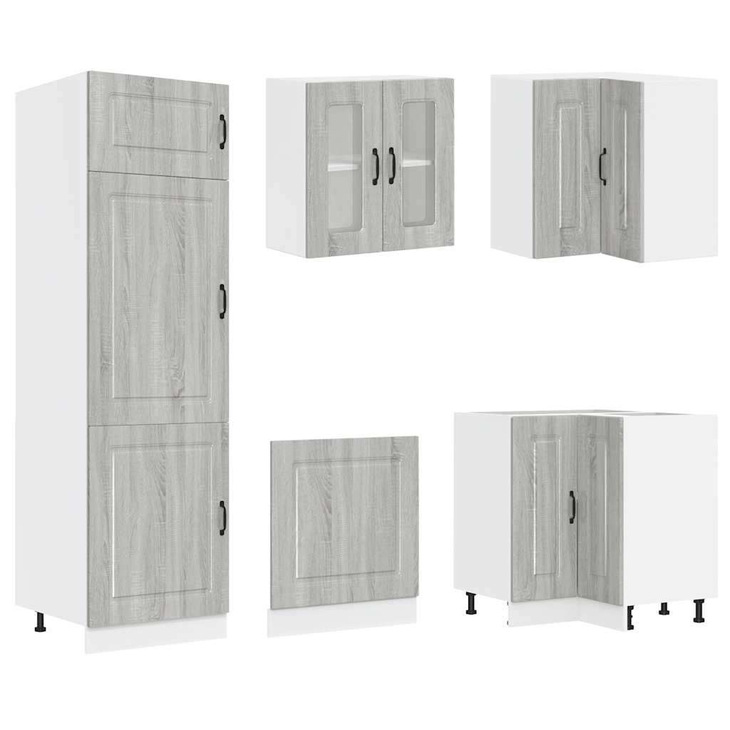 14-delige Keukenkastenset Kalmar bewerkt hout grijs sonomaeiken is nu te koop bij PeponiXL, paradijselijk wonen!